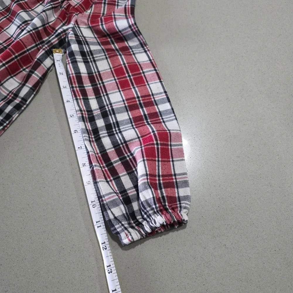 Disney‎ Kids Red Plaid Mickey Mouse Nightgown Collar Ruffle Hem Size 5/6 - Picture 6 of 9